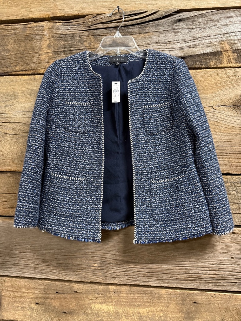 Talbots Tweed blazer, Blue/white, size 2